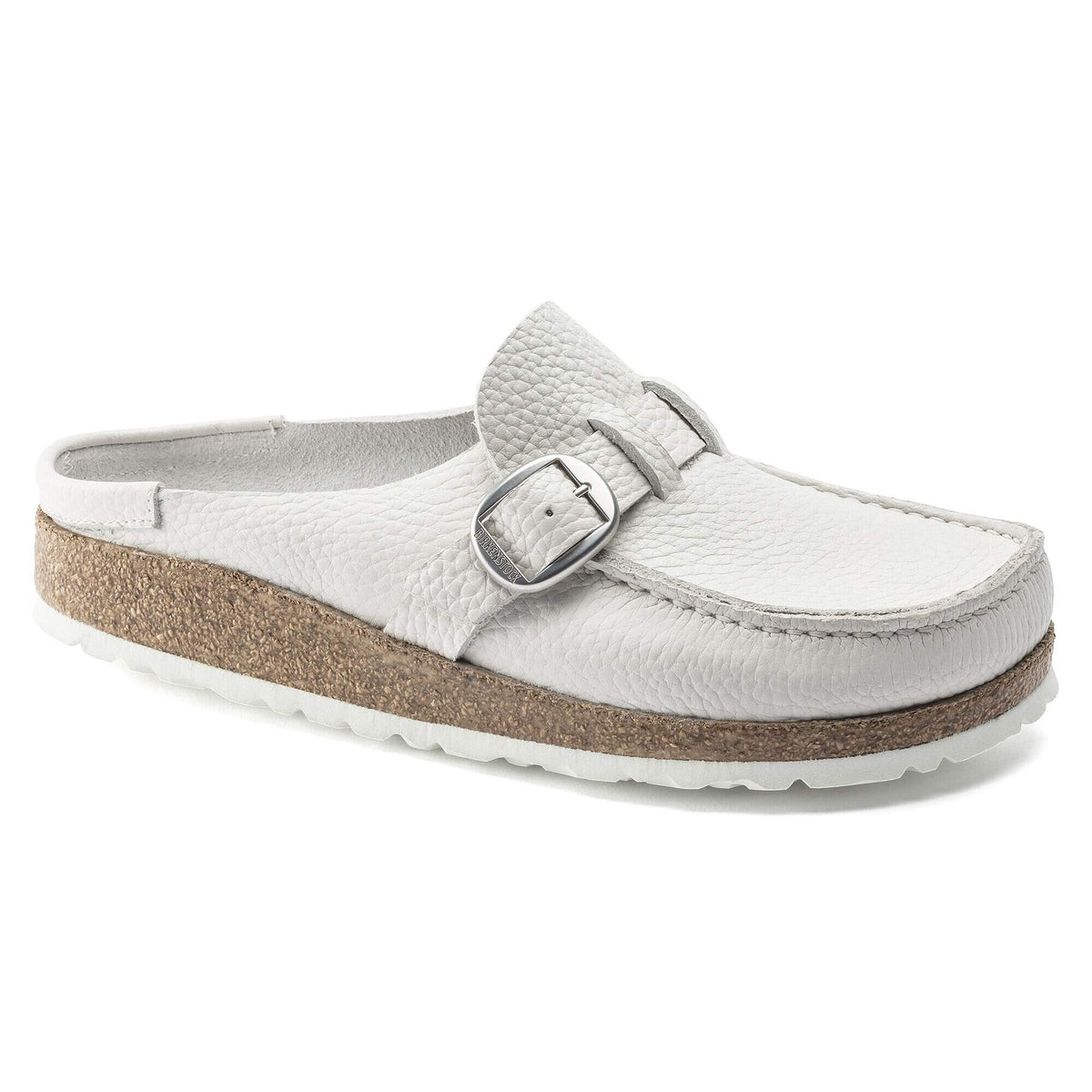 Birkenstock Buckley Natural Leather Clogs - White - Narrow