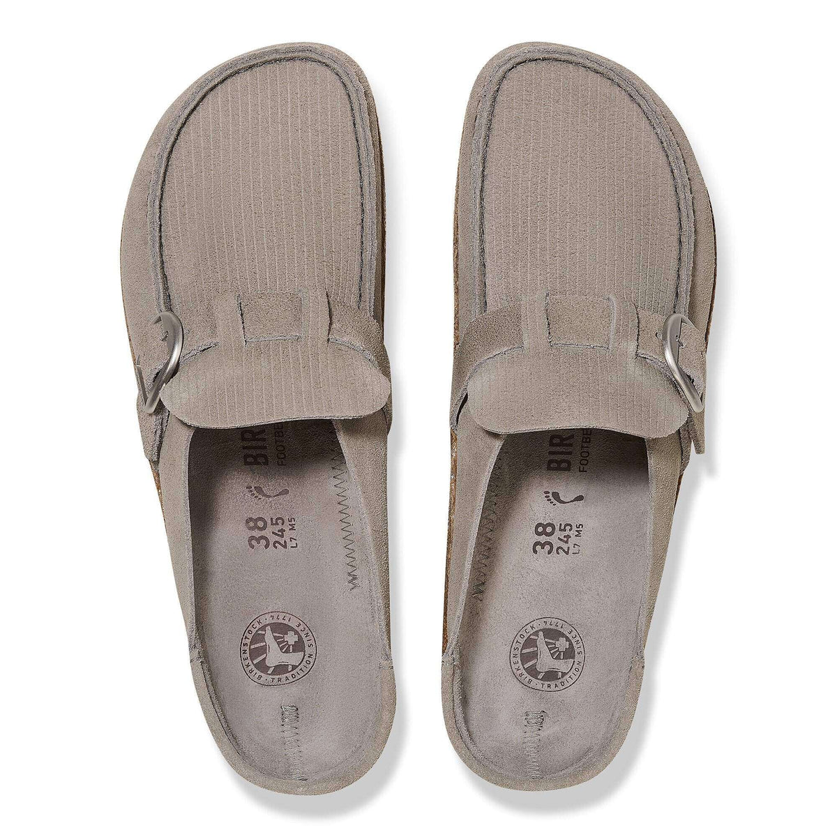 Birkenstock Buckley Suede Leather Clogs - Corduroy Stone Coin - Narrow