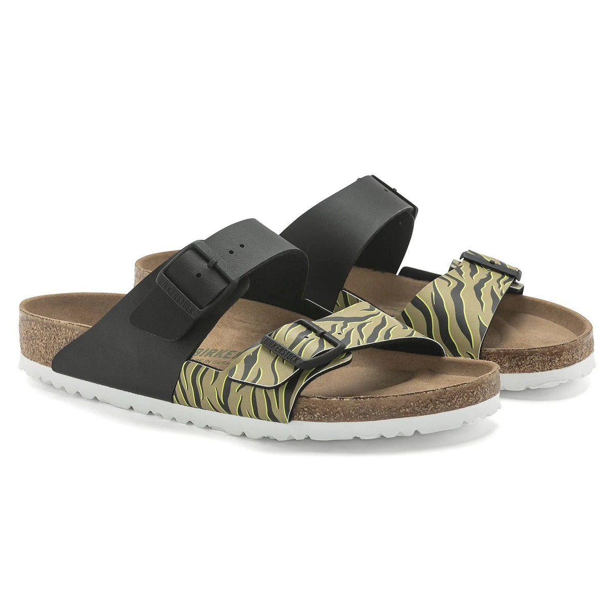 Birkenstock Arizona Split Birko-Flor Sandals - Zebra Cork Brown / Black - Narrow