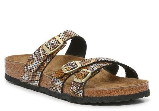 Birkenstock Franca Microfiber Python Sandals - Shiny Python Brown - 1023907 - Regular