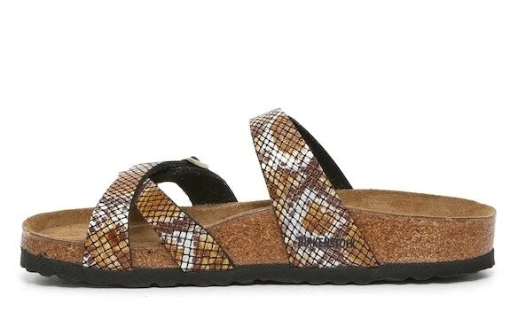 Birkenstock Franca Microfiber Python Sandals - Shiny Python Brown - 1023907 - Regular