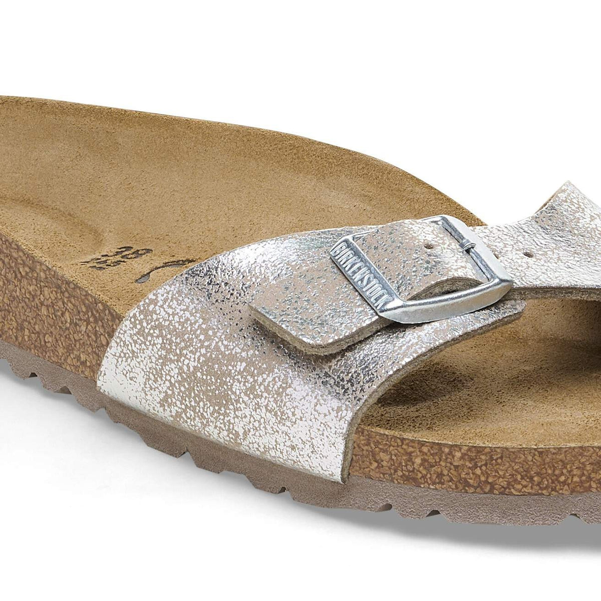 Birkenstock Madrid Washed Metallic Synthetic Sandals - SYN  Washed Metallic Silver - 1026939 - Narrow