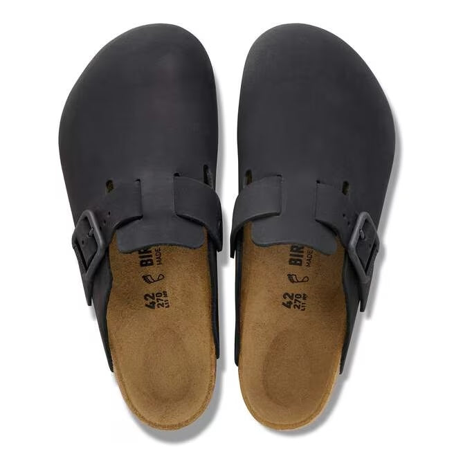Birkenstock Boston Wire Buckle Nubuck Leather Clogs - Black - 1031585 - Regular