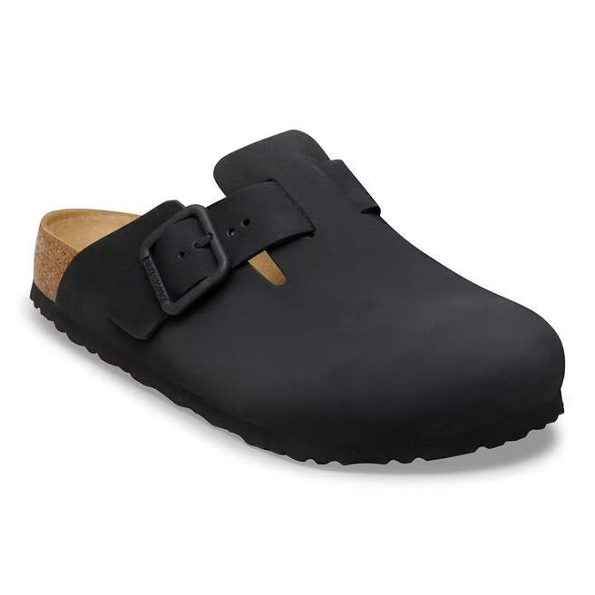 Birkenstock Boston Wire Buckle Nubuck Leather Clogs - Black - 1031585 - Regular