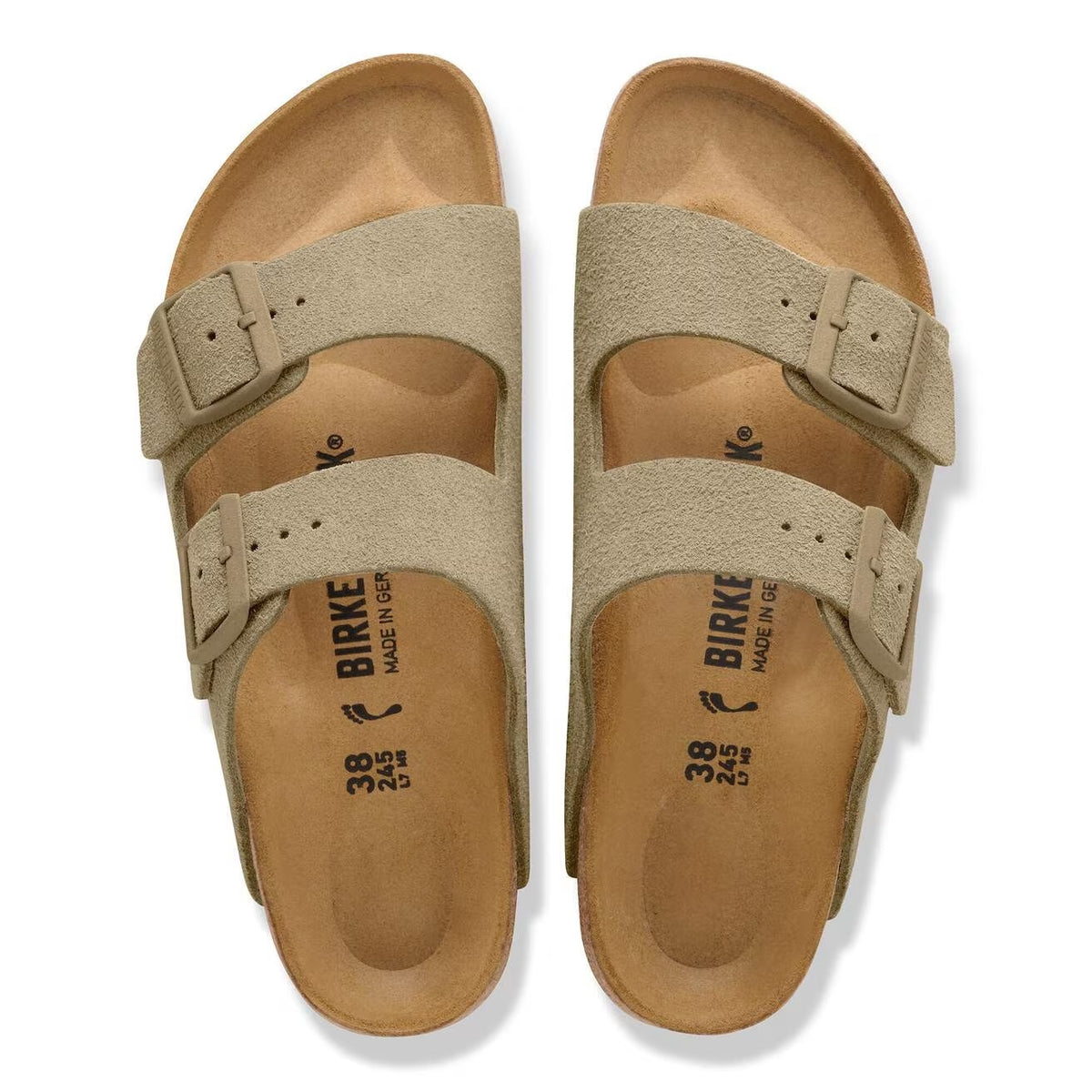 Birkenstock Arizona Suede Leather Sandals - Faded Khaki - 1031998 - Regular