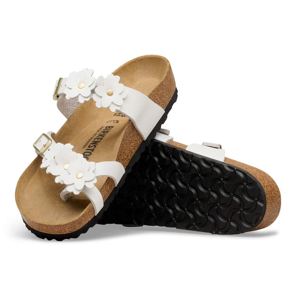 Birkenstock Mayari Flower Embellishment Natural Leather Sandals - White - 1032043 - Regular