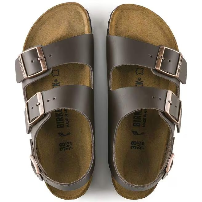 Birkenstock Milano Natural Leather Sandals - Dark Brown - 34101 - Regular