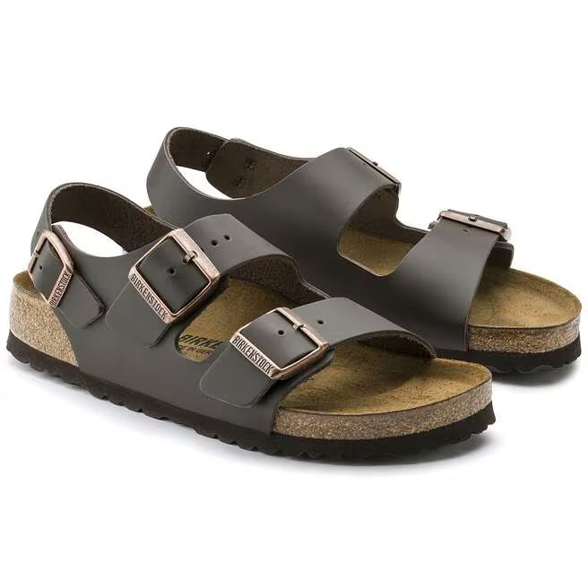 Birkenstock Milano Natural Leather Sandals - Dark Brown - 34101 - Regular