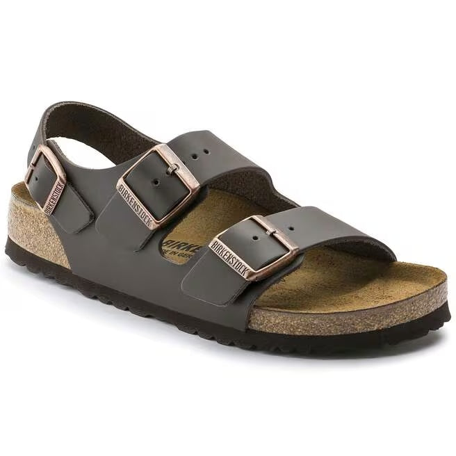 Birkenstock Milano Natural Leather Sandals - Dark Brown - 34101 - Regular