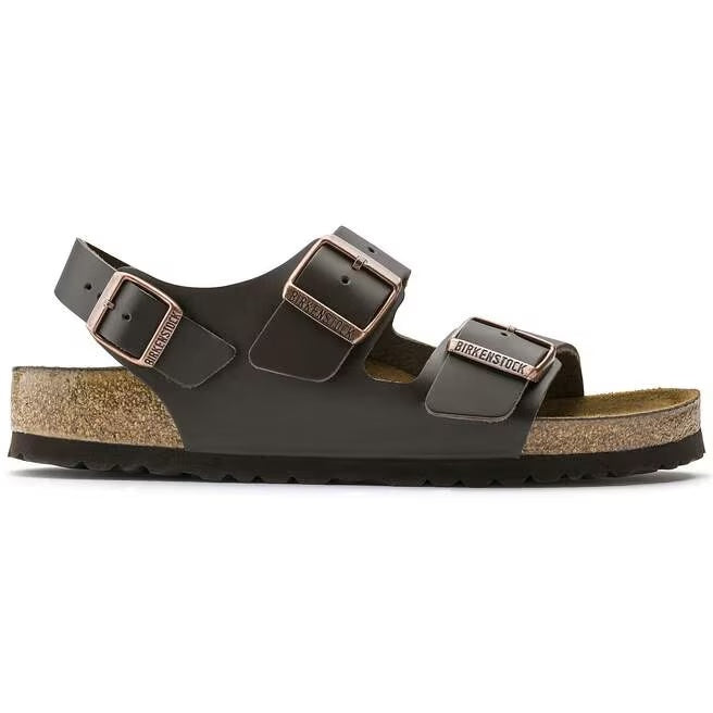 Birkenstock Milano Natural Leather Sandals - Dark Brown - 34101 - Regular