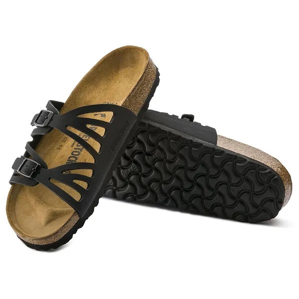 Birkenstock Granada Birkibuc Sandals -  Black - 92043 - Narrow