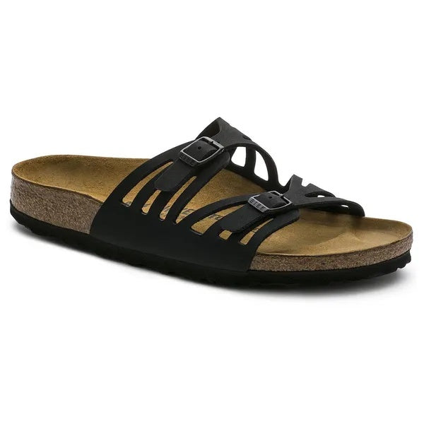 Birkenstock Granada Birkibuc Sandals -  Black - 92043 - Narrow