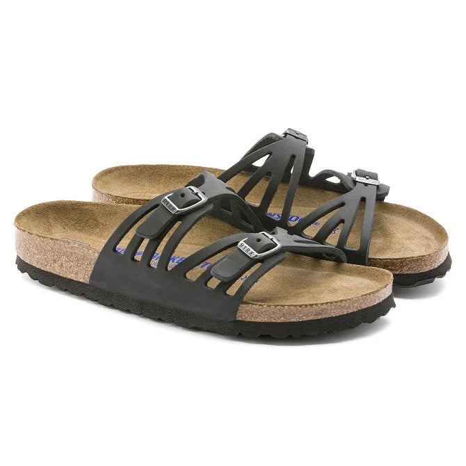 Birkenstock Granada Soft Footbed Oiled Leather Sandals - Black - 192431 - Regular