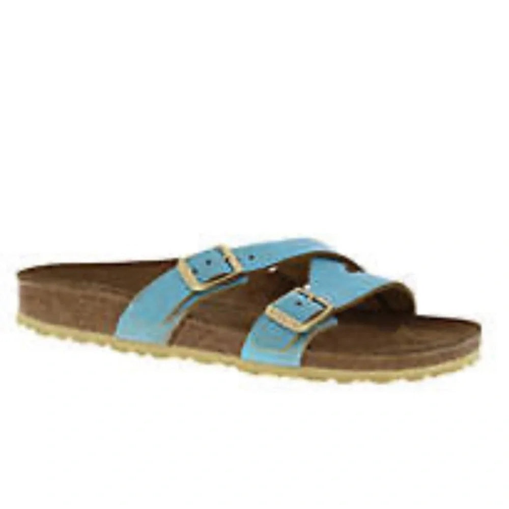 Birkenstock Yao Suede Leather Sandals - Washed Aqua - 1014191 - Narrow