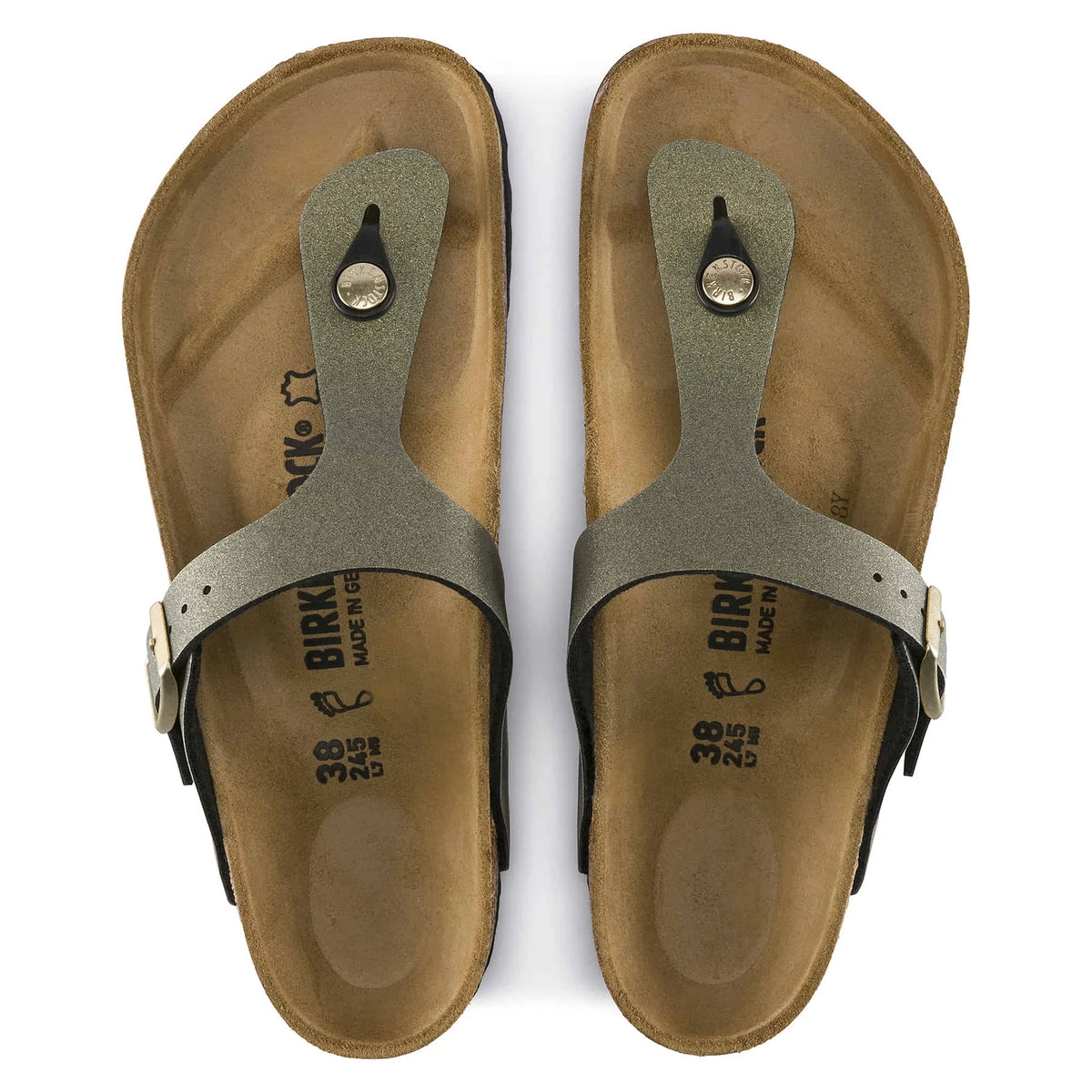 Birkenstock Gizeh Birko-Flor Sandals - Icy Metallic Stone Gold - 1014286 - Regular