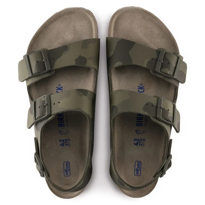 Birkenstock Milano Soft Footbed Birko-Flor Sandals - Desert Soil Camo Green - 1018780 - Regular