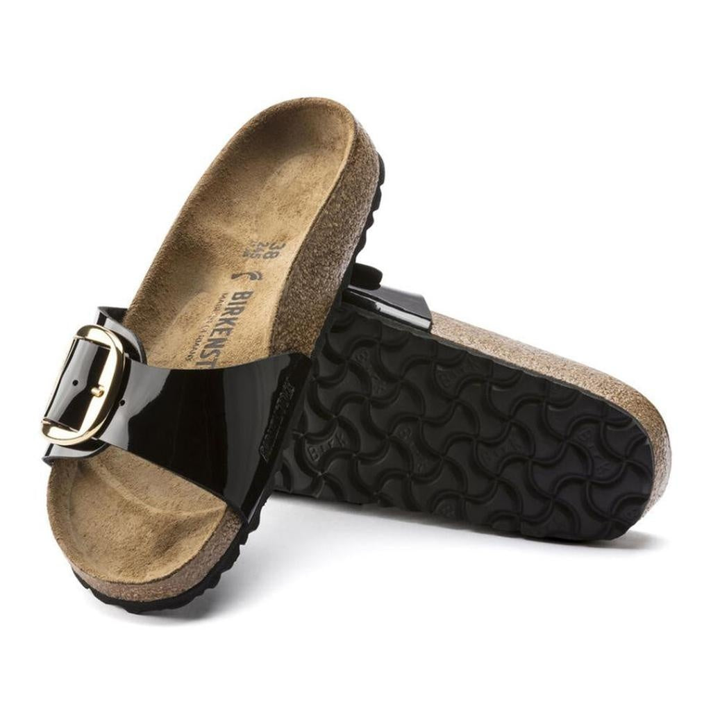 Birkenstock Madrid Big Buckle Birko-Flor  Sandals - Patent Black - 1019813 - Narrow