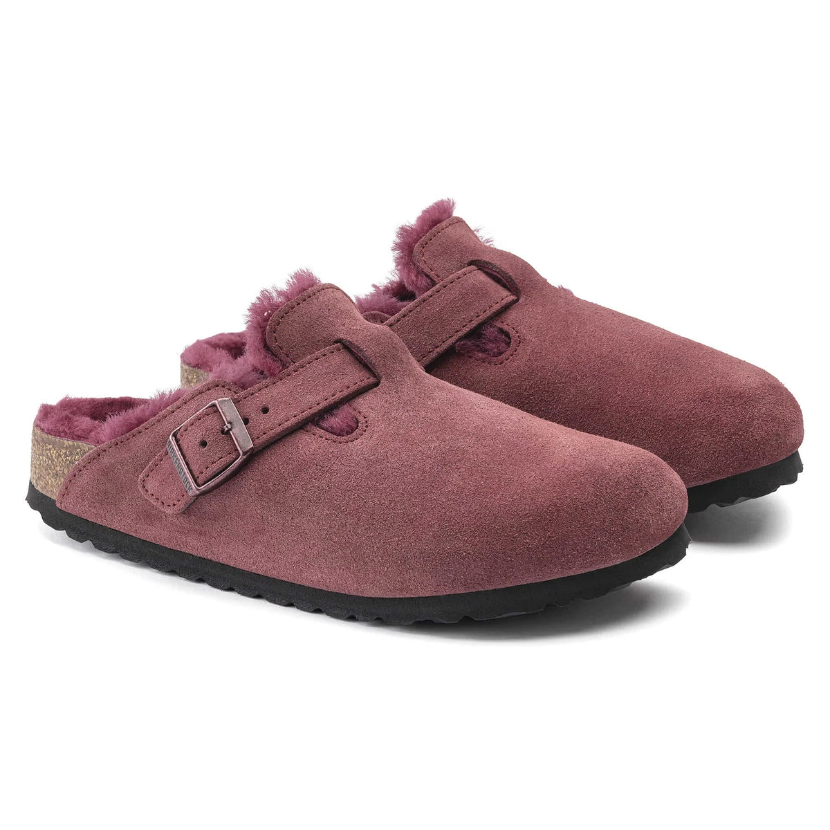 Birkenstock Boston Shearling Suede Leather Clogs - Maroon - 1020481 - Regular
