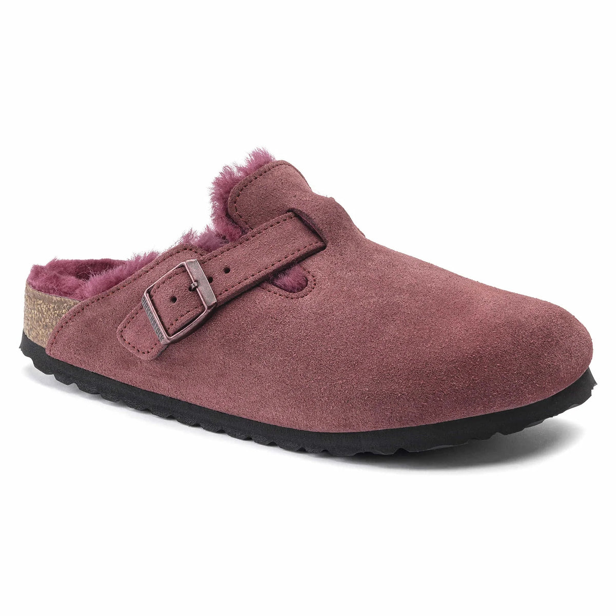 Birkenstock Boston Shearling Suede Leather Clogs - Maroon - 1020481 - Regular