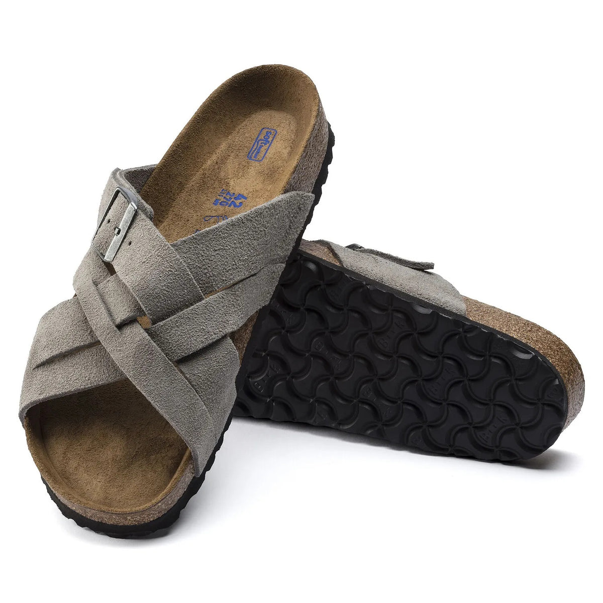 Birkenstock Lugano Soft Footbed Suede Leather Sandals - Stone Coin - 1020933 - Narrow