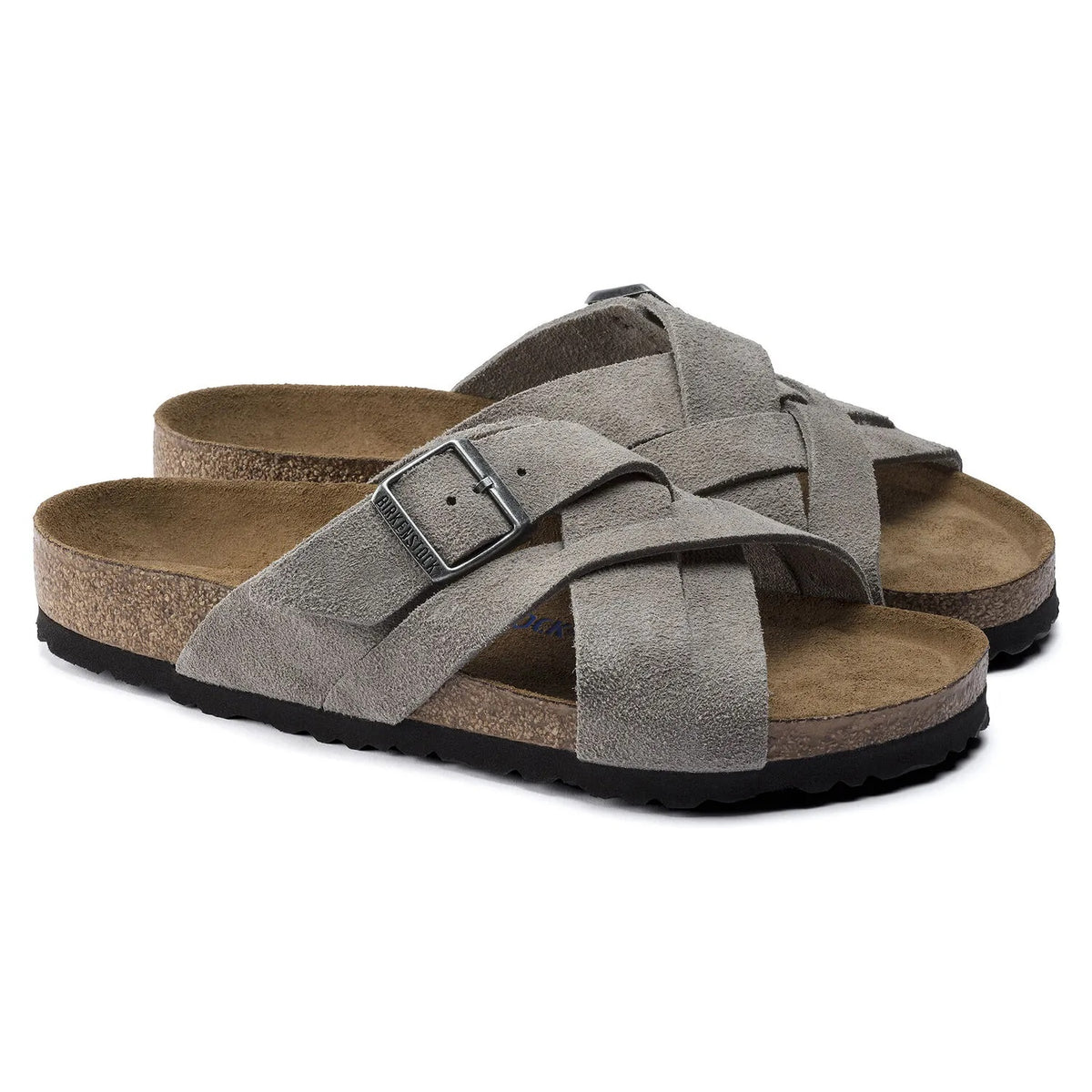 Birkenstock Lugano Soft Footbed Suede Leather Sandals - Stone Coin - 1020933 - Narrow