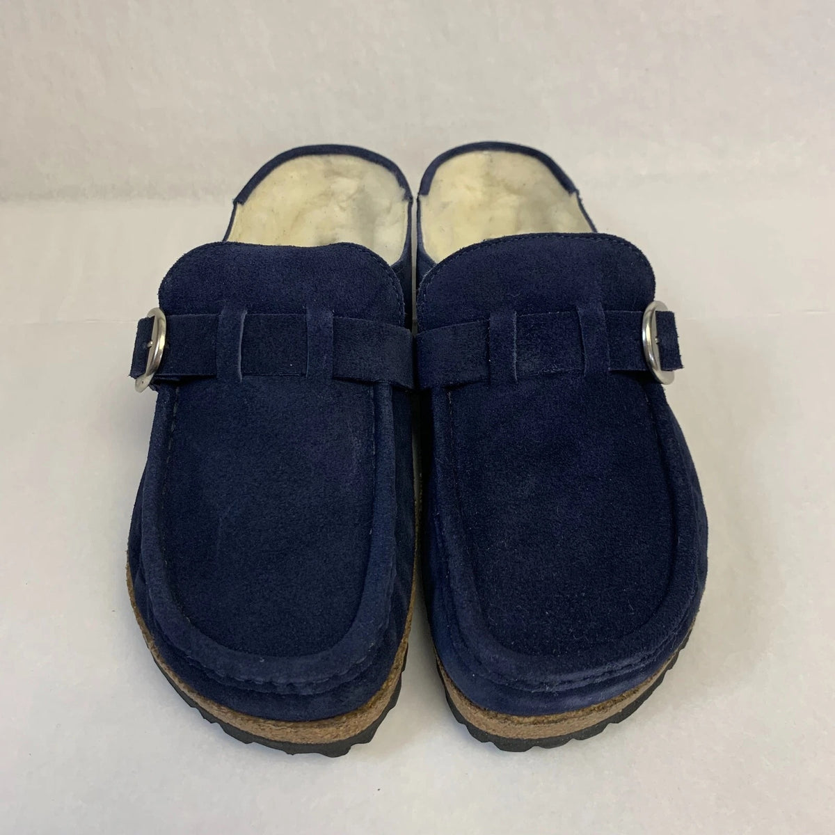 Birkenstock Buckley Shearling Suede Leather Clogs - Navy - 1021047 - Narrow