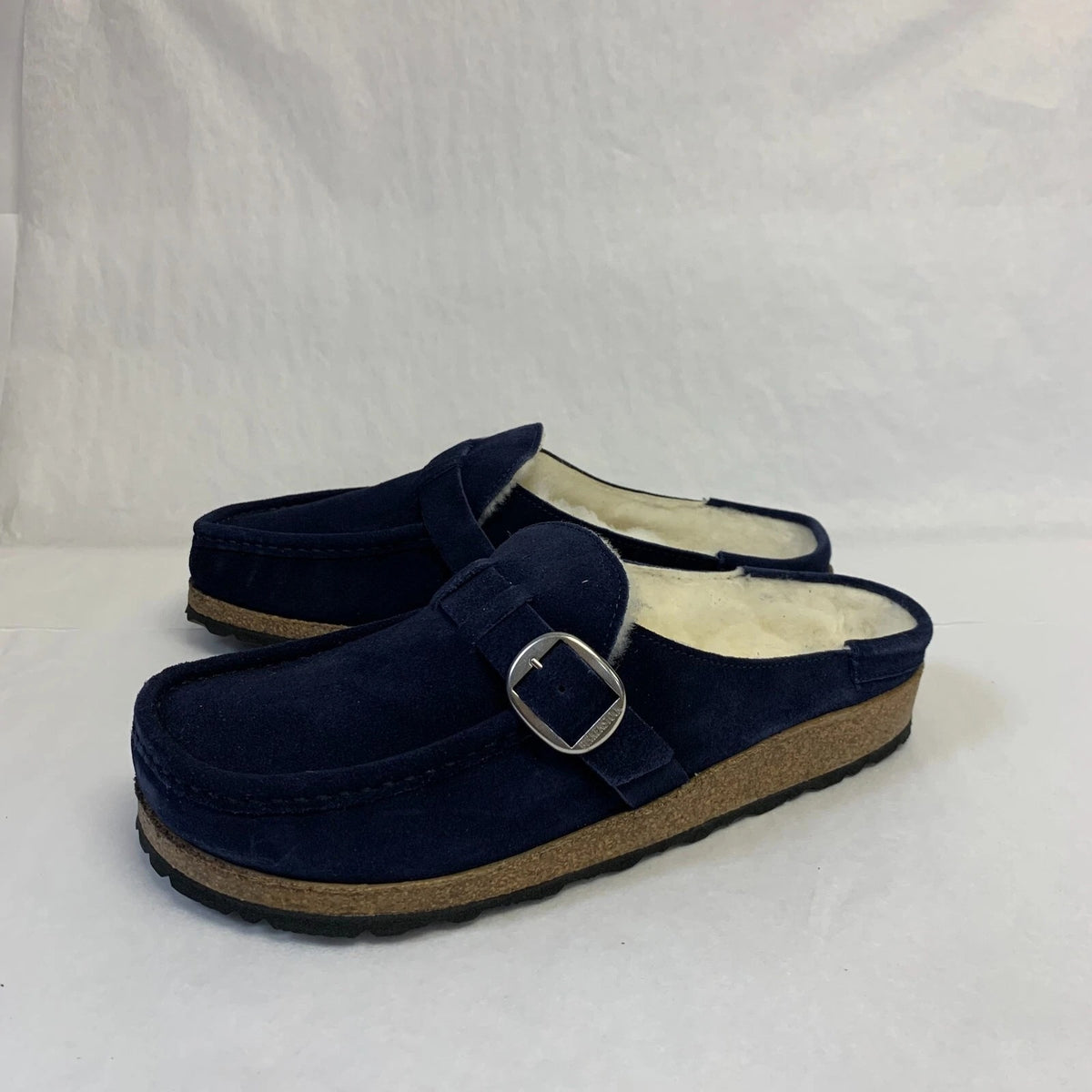 Birkenstock Buckley Shearling Suede Leather Clogs - Navy - 1021047 - Narrow