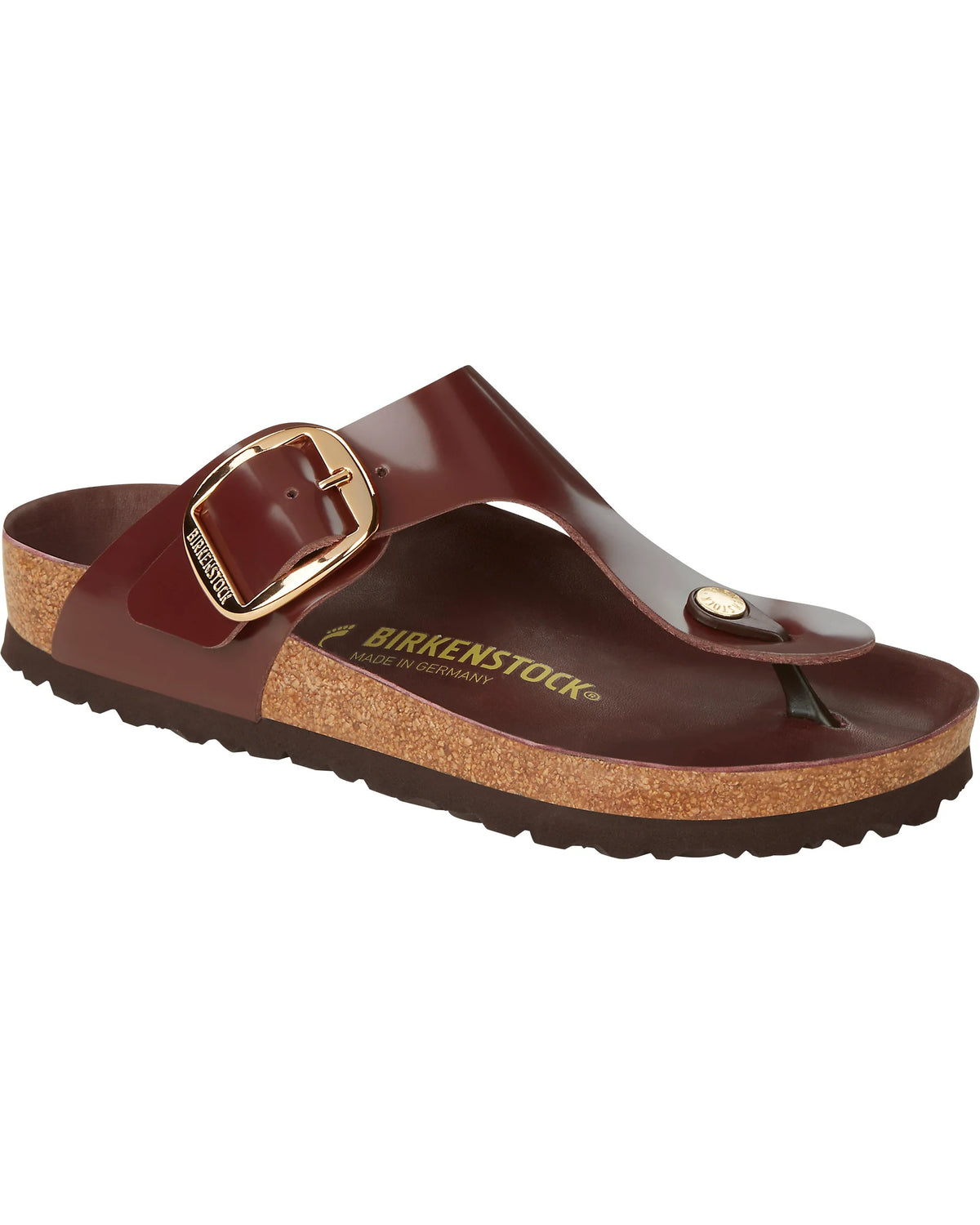 Birkenstock Gizeh Big Buckle Natural Leather Sandals - Patent Chocolate - 1021477 - Regular