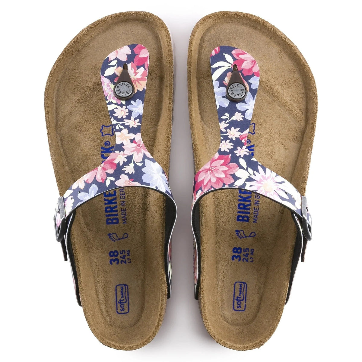 Birkenstock Gizeh Soft Footbed Birko-Flor Sandals - Supernatural Flowers Navy - 1016137 - Narrow