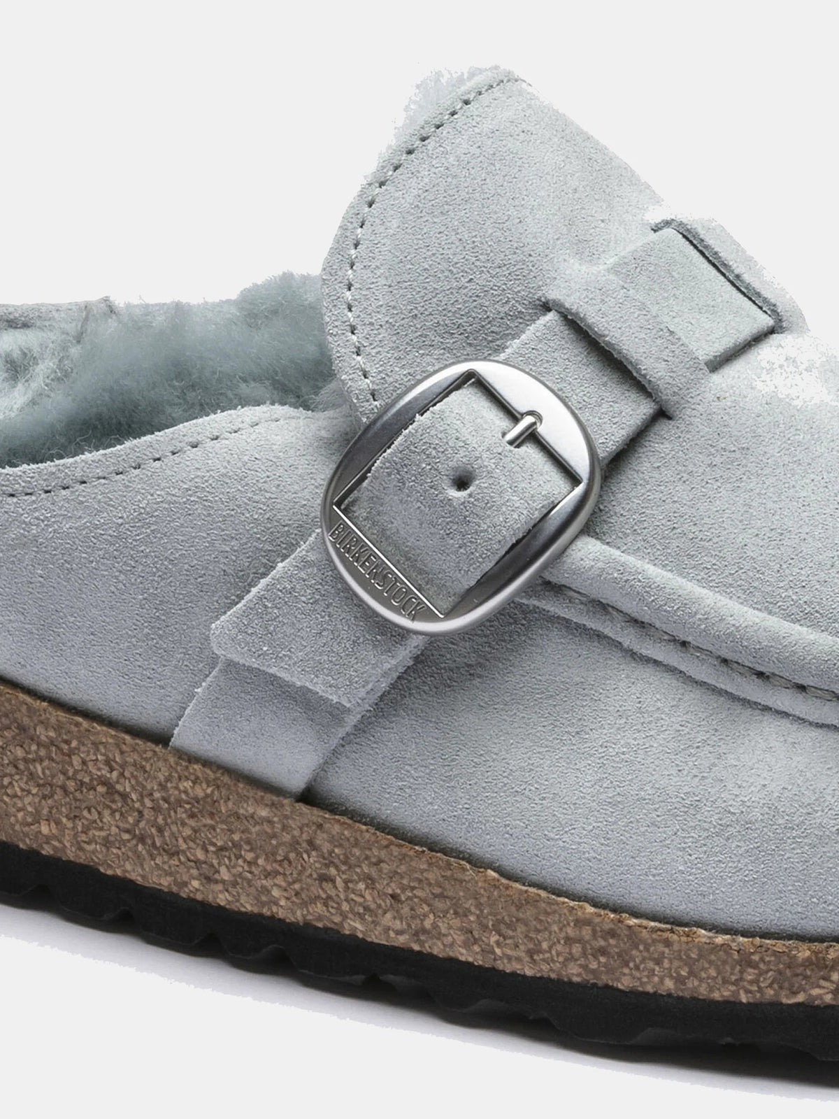 Birkenstock Buckley Shearling Suede Leather Clogs - Dusty Teal - 1017150 - Narrow