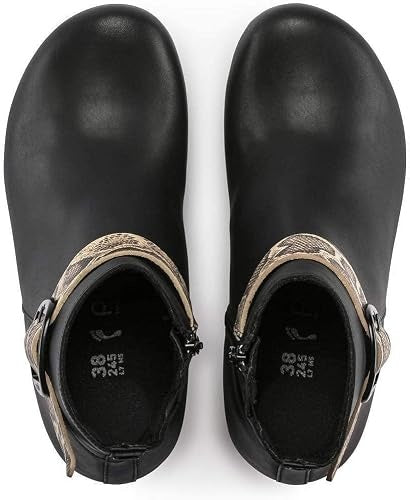 Birkenstock Elli Big Buckle Natural Leather Sandals - Black/Snake Beige - 1017938 - Narrow