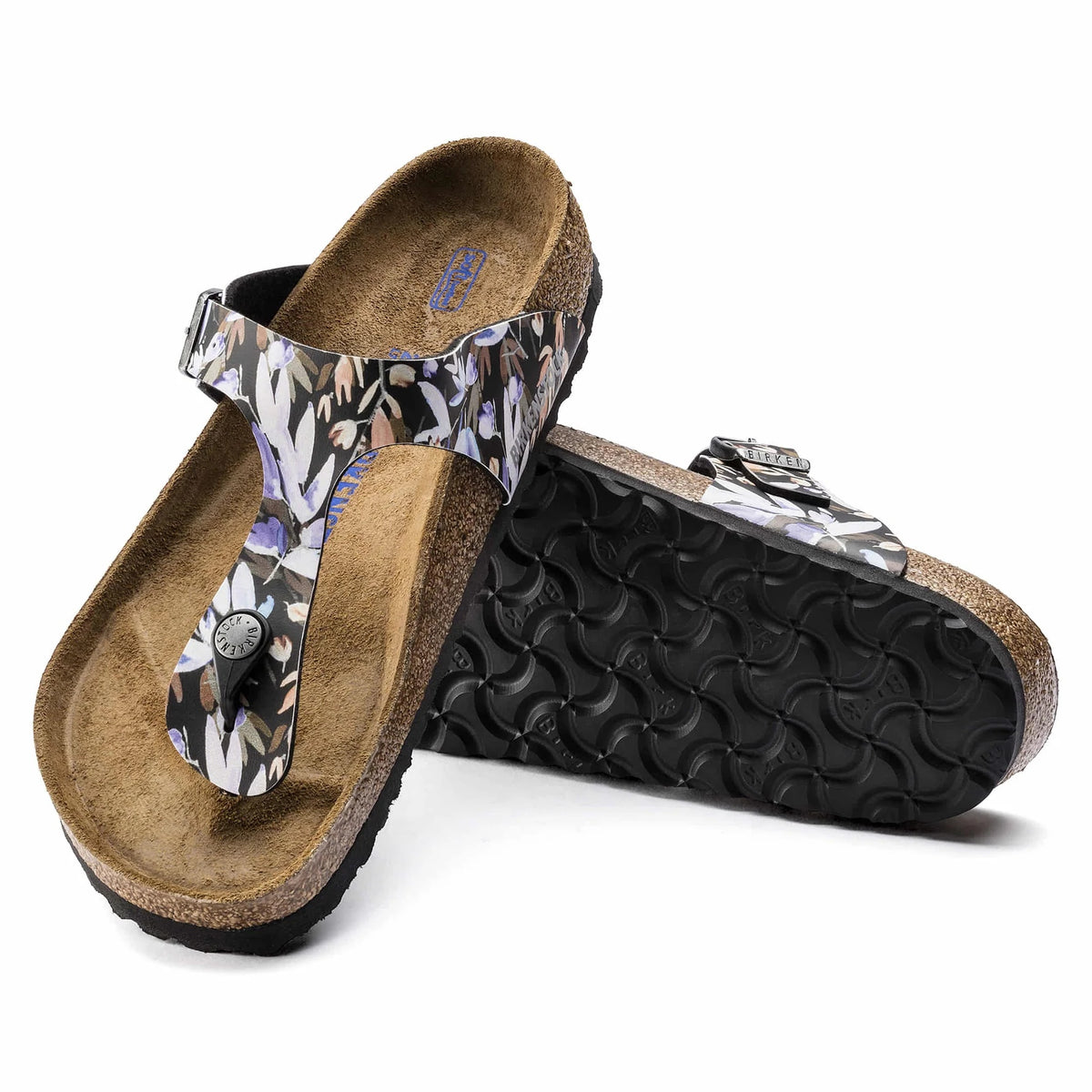 Birkenstock Gizeh Soft Footbed Birko-Flor Sandals - Floral Fades Black - 1017645 - Regular