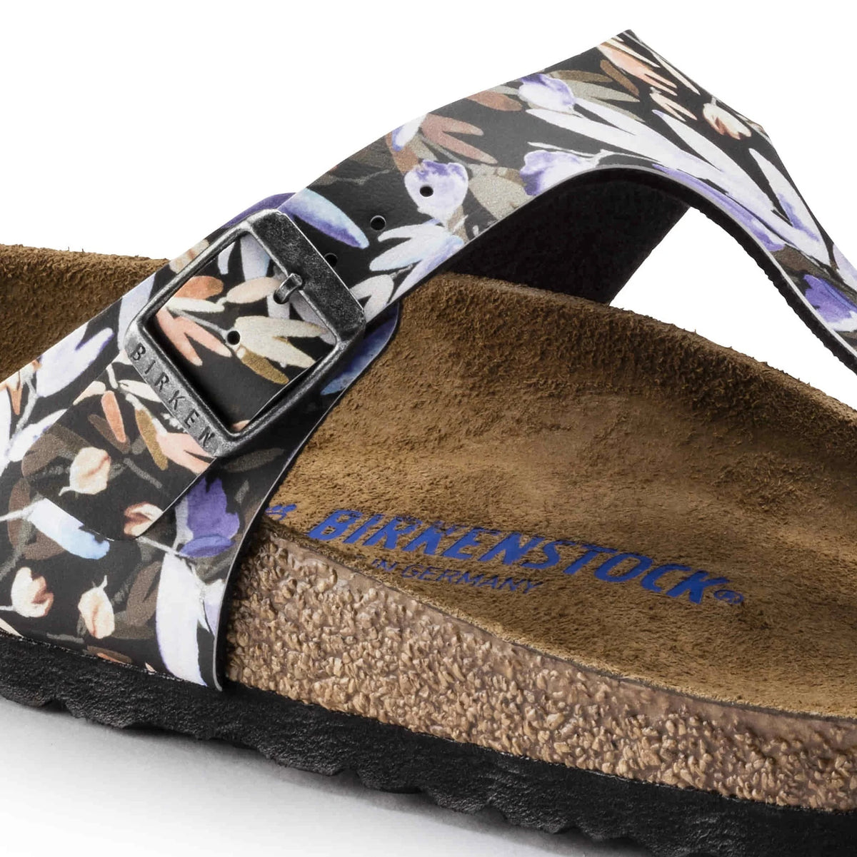 Birkenstock Gizeh Soft Footbed Birko-Flor Sandals - Floral Fades Black - 1017645 - Regular