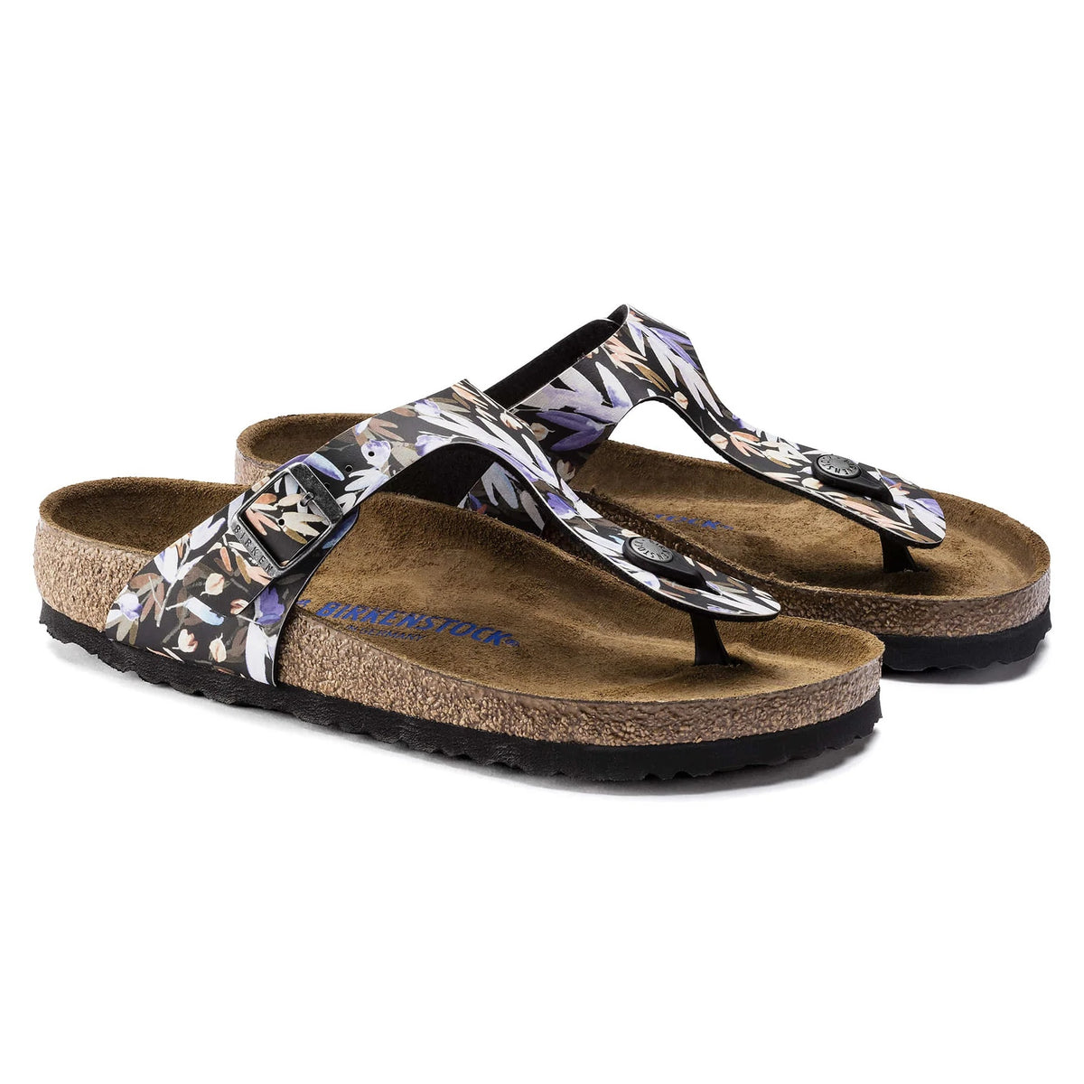 Birkenstock Gizeh Soft Footbed Birko-Flor Sandals - Floral Fades Black - 1017645 - Regular