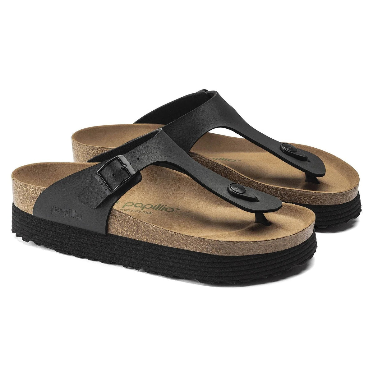 Birkenstock Gizeh Platform Vegan Birko-Flor Sandals - Black - 1018546 - Regular