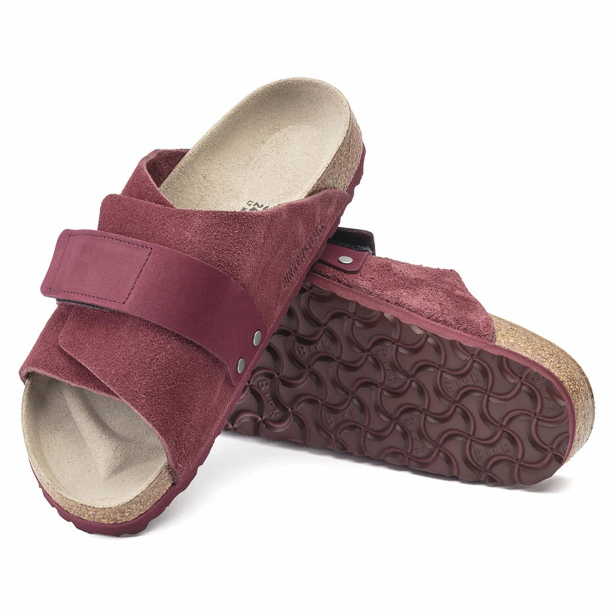 Birkenstock Kyoto Nubuck Suede Leather Sandals - Maroon - 1020688 - Narrow