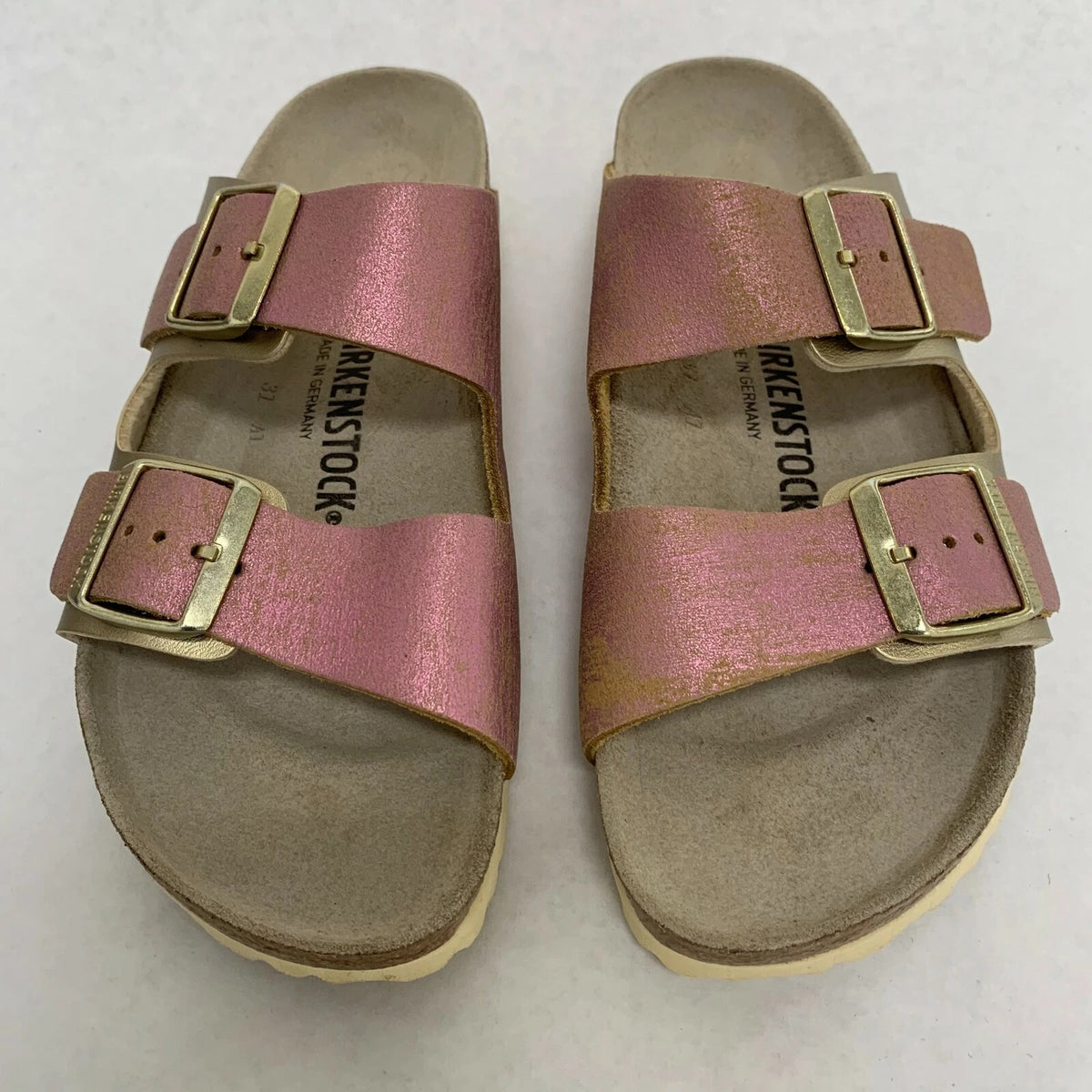 Birkenstock Arizona Suede Leather Sandals - Birko-Flor Metal Pink - 1020934 - Narrow
