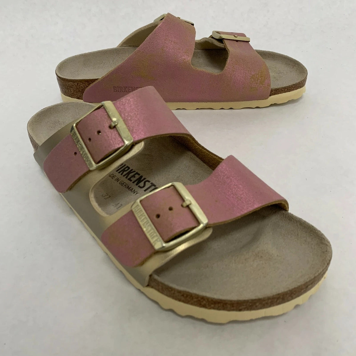 Birkenstock Arizona Suede Leather Sandals - Birko-Flor Metal Pink - 1020934 - Narrow