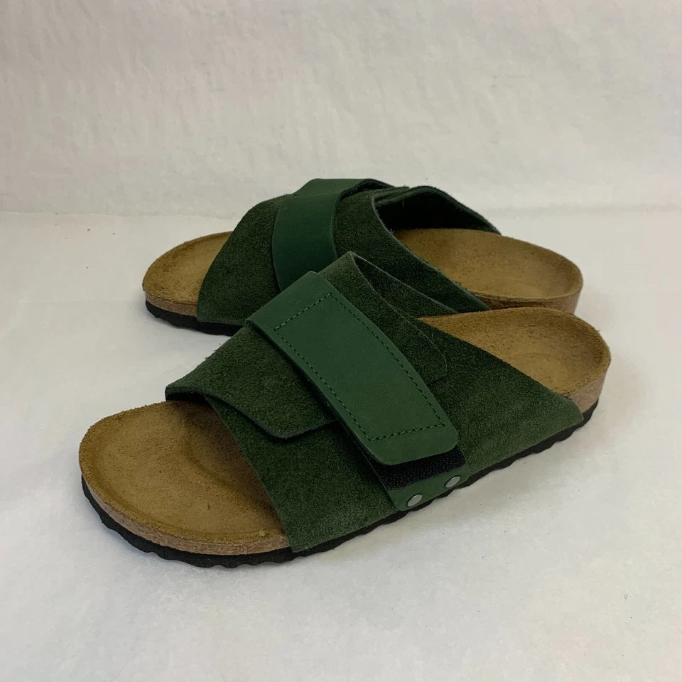 Birkenstock Kyoto Nubuck Suede Leather Sandals - Mountain View Green - 1021249 - Narrow