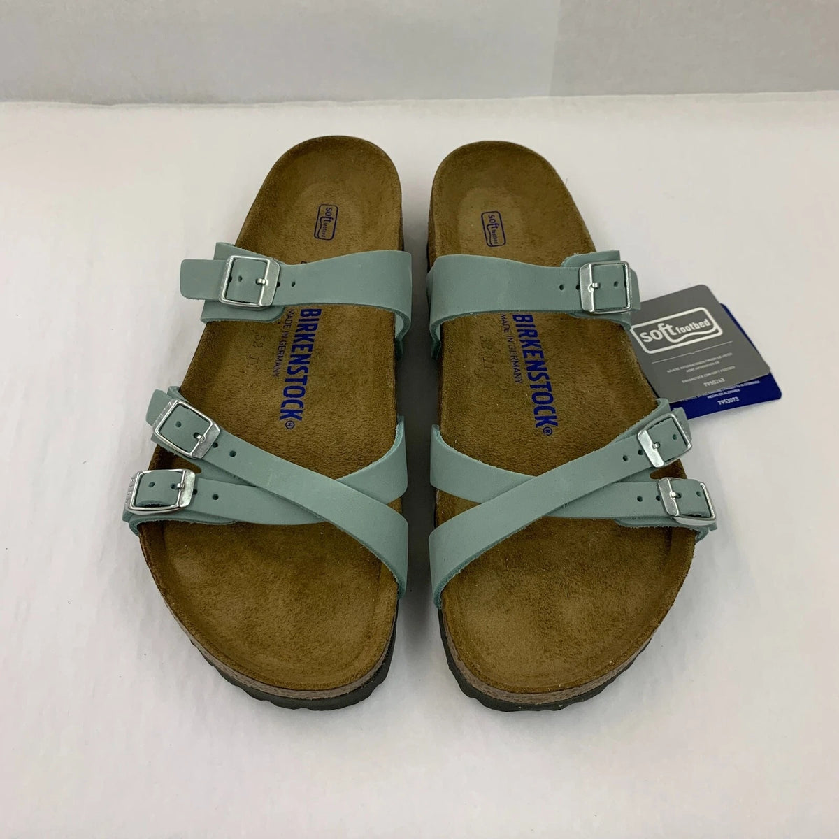 Birkenstock Franca Soft FootBed Faded Nubuck Sandals - Aqua - 1022944 - Regular
