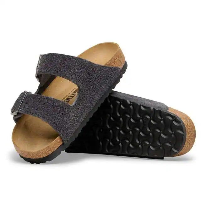 Birkenstock Arizona Suede Leather Sandals - Charcoal - 1031632 - Regular
