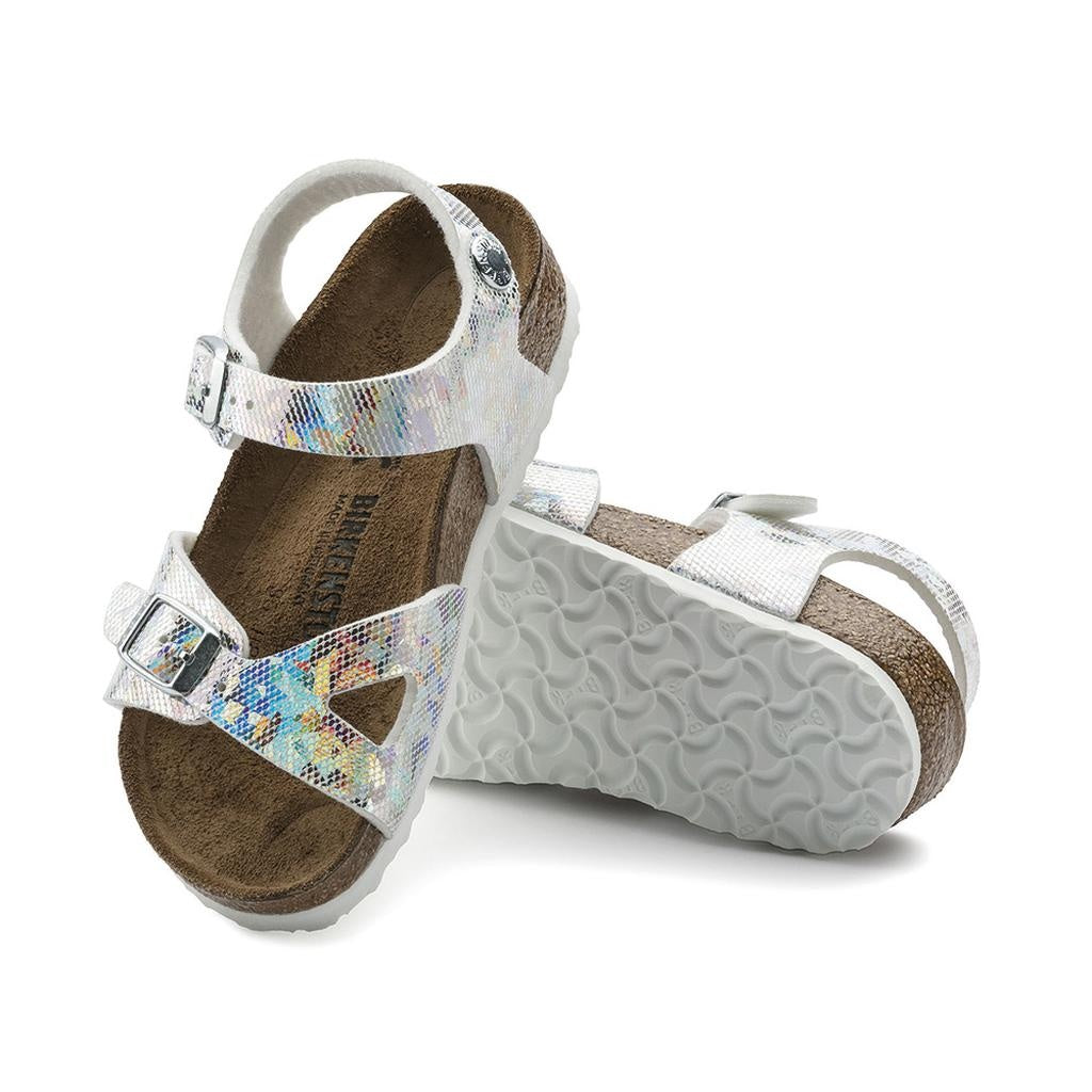 Birkenstock Rio Kids Hologram Microfiber Sandals - Silver - 1008095 - Narrow