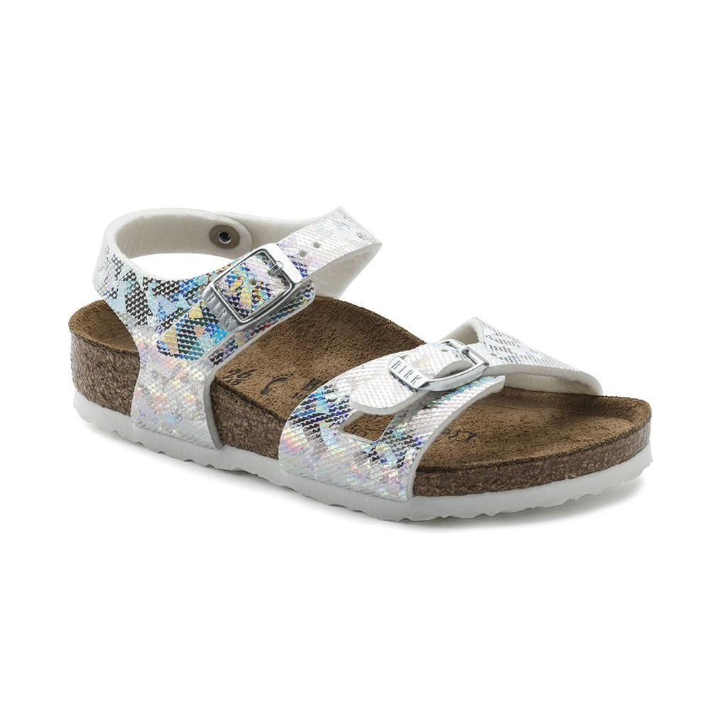 Birkenstock Rio Kids Hologram Microfiber Sandals - Silver - 1008095 - Narrow