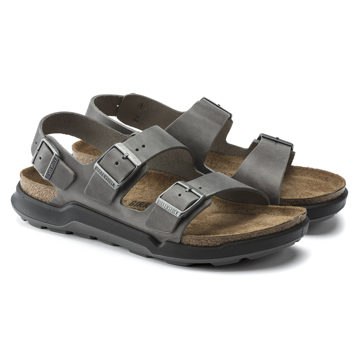 Birkenstock Milano CT Oiled Leather Sandals - Iron - 1014952 - Regular