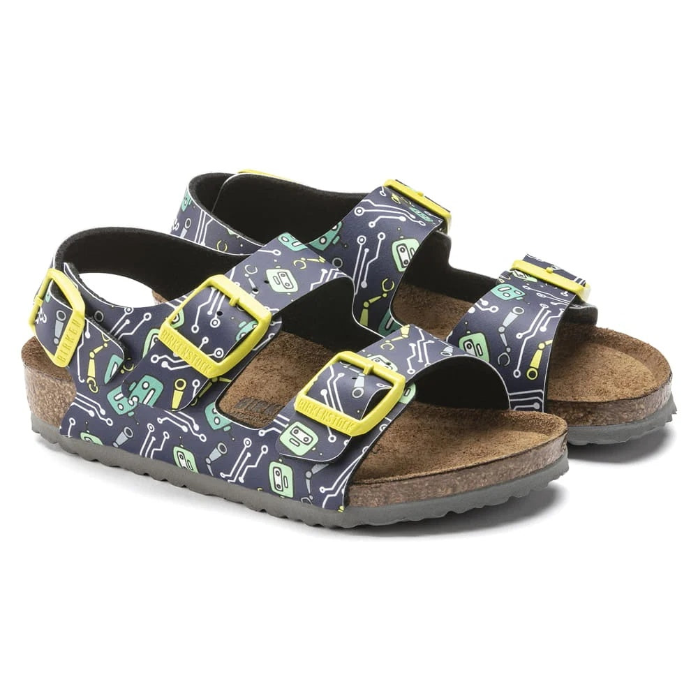 Birkenstock Milano Kids Birko-Flor Sandals - DD Robots Blue - 1015616 - Regular