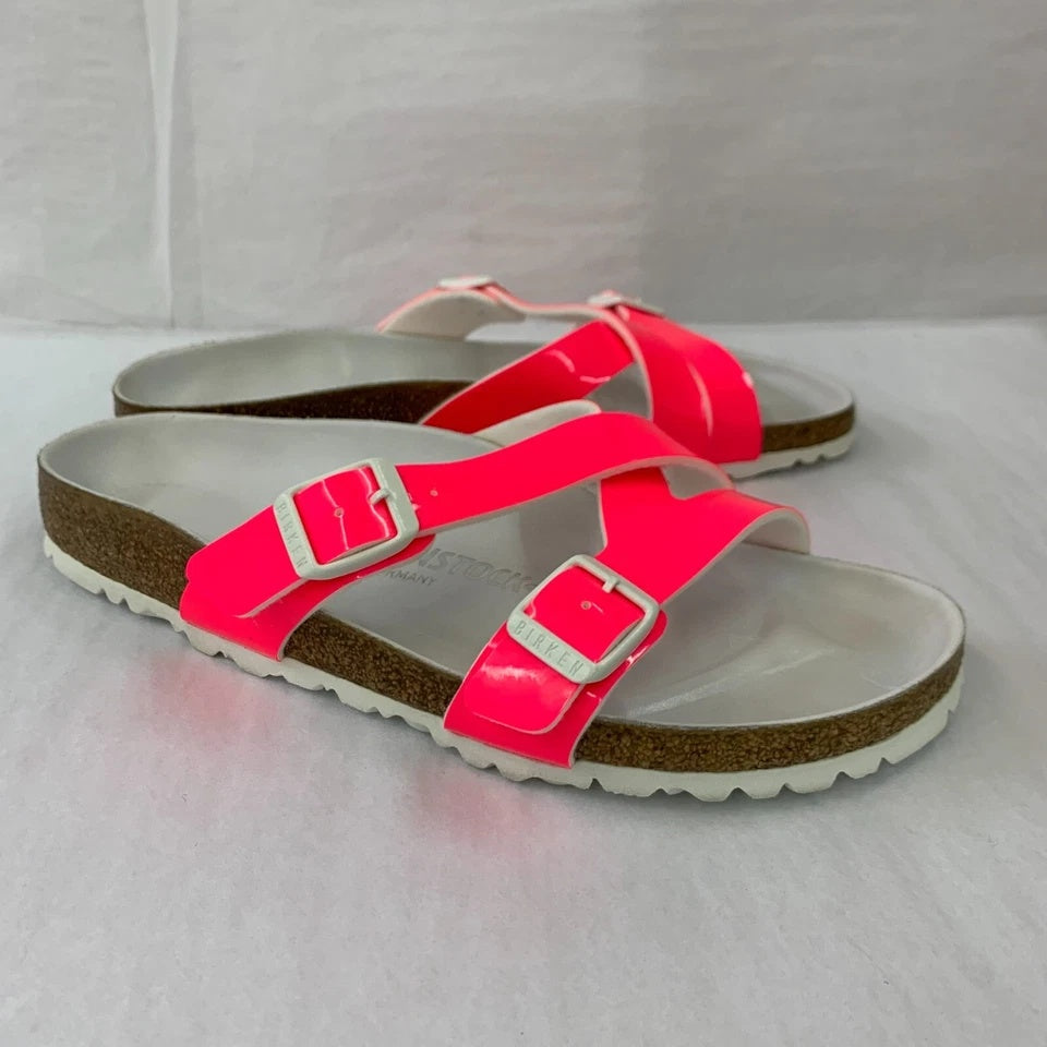 Birkenstock Yao Balance Birko-Flor Sandals - Patent Neon Pink - 1017010 - Narrow