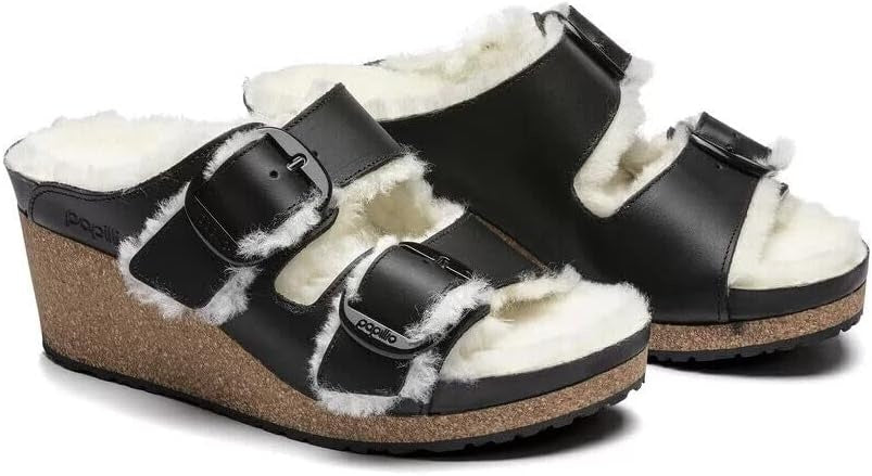 Birkenstock Nora Big Buckle Natural Leather Sandals - Black/Eggshell - 1017641 - Narrow