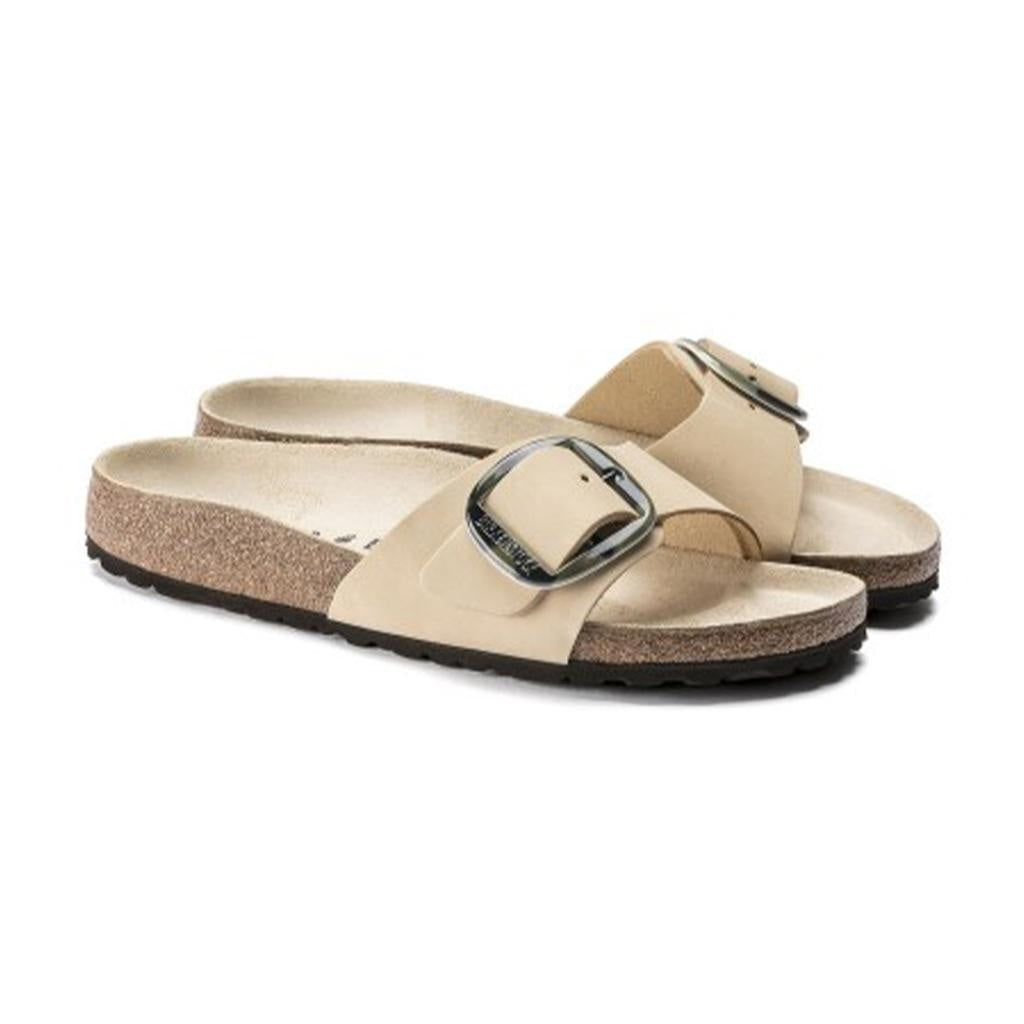 Birkenstock Madrid Big Buckle Nubuck Leather Sandals - Almond - 1018698 - Narrow
