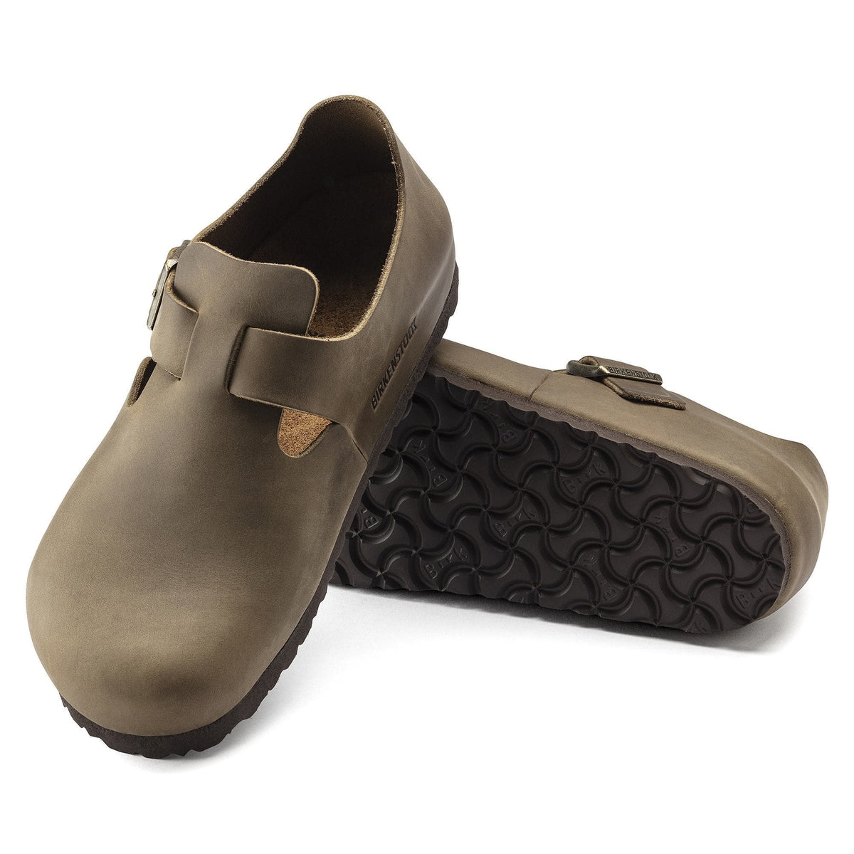 Birkenstock London Oiled Leather Shoes - Faded Khaki - 1019461 - Regular