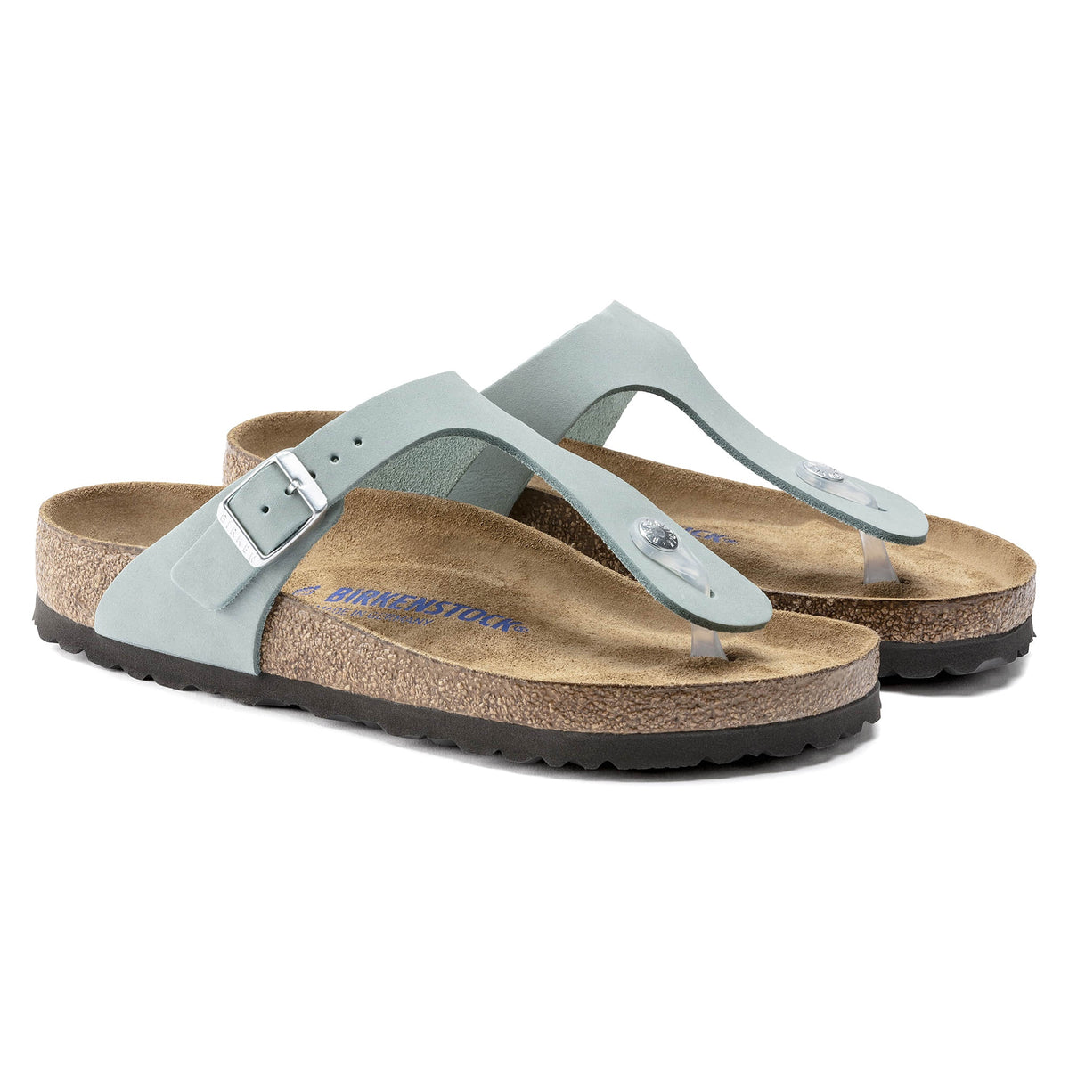 Birkenstock Gizeh Soft Footbed Nubuck Leather Sandals - Faded Aqua - 1021762 - Regular